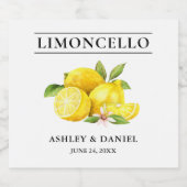 Waterverf citroenen Limoncello Likeurfles Etiket (Enkel label)
