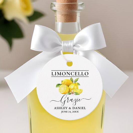 Waterverf Citroenen Limoncello Wedding Grazie Rond Bedankjes Labels