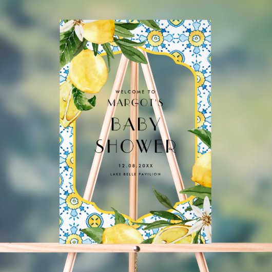 Waterverf Citroenen Mediterraan Baby shower Acryl Bord (Neutraal)