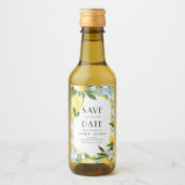 Waterverf Citroenen Mediterraan Save the Date Wijn Etiket (Voorkant)