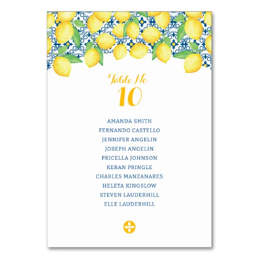Waterverf citroenen mediterrane Tegel bruiloft Kaart (Voorkant)