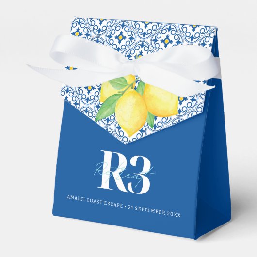 Waterverf Citroenen Mediterrane Tegel Logo Bedankdoosjes (Voorkant Zijde)