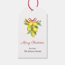 Waterverf Citroenen met boog Vrolijk Kerstfeest