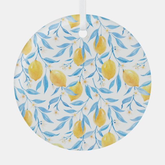 Waterverf citroenen: met de hand getekend. glas ornament (Voorkant)