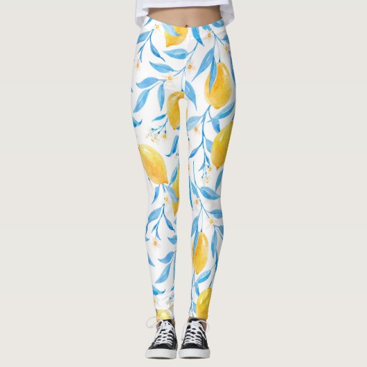 Waterverf citroenen: met de hand getekend. leggings (Voorkant)