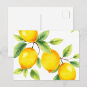 Waterverf citroenen met groene bladeren briefkaart (Voorkant / Achterkant)