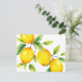 Waterverf citroenen met groene bladeren briefkaart (Staand voorkant)
