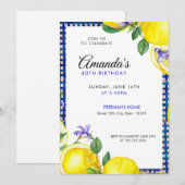 Waterverf citroenen met mediterrane 40e verjaardag kaart (Voorkant / Achterkant)