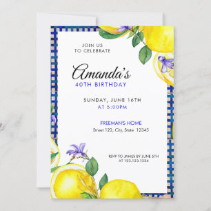 Waterverf citroenen met mediterrane 40e verjaardag kaart
