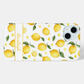 Waterverf citroenen met monogram hartjes Case-Mate iPhone case (Achterkant (horizontaal))