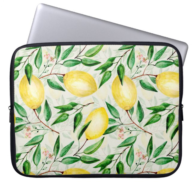 Waterverf citroenen, naadloos vruchtpatroon. laptop sleeve (Voorkant)