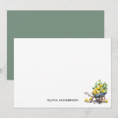 Waterverf Citroenen Natuur Thema Note Kaart Notitiekaartje (Voorkant / Achterkant)