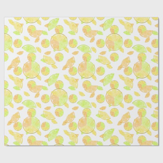 Waterverf citroenen natuur vers geel cadeaupapier (Vlak)