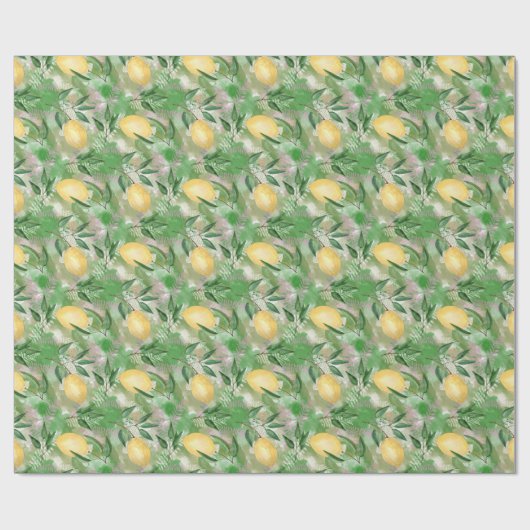 Waterverf citroenen natuur vers geel cadeaupapier (Vlak)