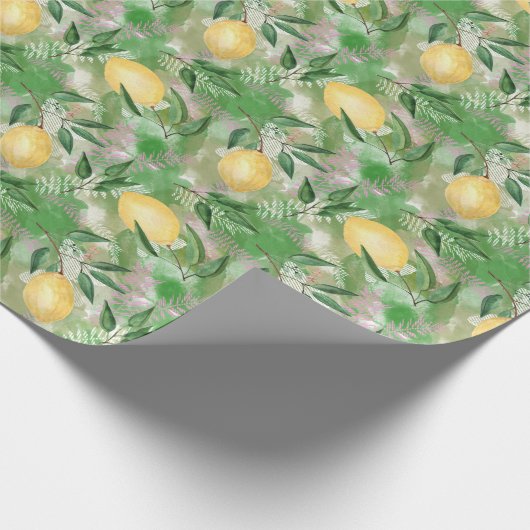 Waterverf citroenen natuur vers geel cadeaupapier (Hoek)
