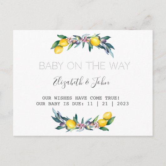 Waterverf citroenen Olijven Aankondigingskaart (Voorkant)