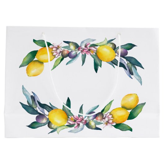 Waterverf citroenen olijven Baby shower Groot Cadeauzakje (Achterkant)