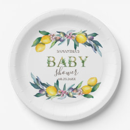 Waterverf citroenen olijven Baby shower Papieren Bordje