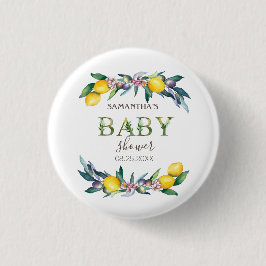 Waterverf citroenen olijven Baby shower Ronde Button 3,2 Cm