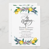 Waterverf citroenen olijven bruiloft kaart (Voorkant / Achterkant)