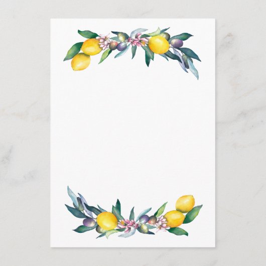 Waterverf citroenen Olijven Informatiekaartje (Achterkant)