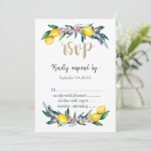 Waterverf citroenen Olijven RSVP Kaart (Staand voorkant)