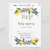 Waterverf citroenen Olijven RSVP Kaart (Voorkant / Achterkant)