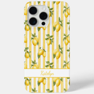 Waterverf citroenen op gele strepen Monogram iPhone 15 Pro Max Hoesje