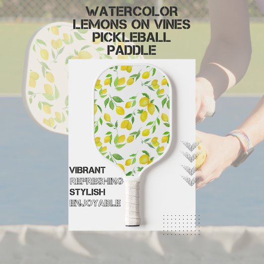Waterverf citroenen op wijnstokken pickleball paddle