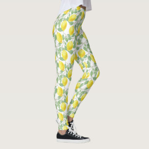 Waterverf Citroenen Patroon met citroenboombladere Leggings