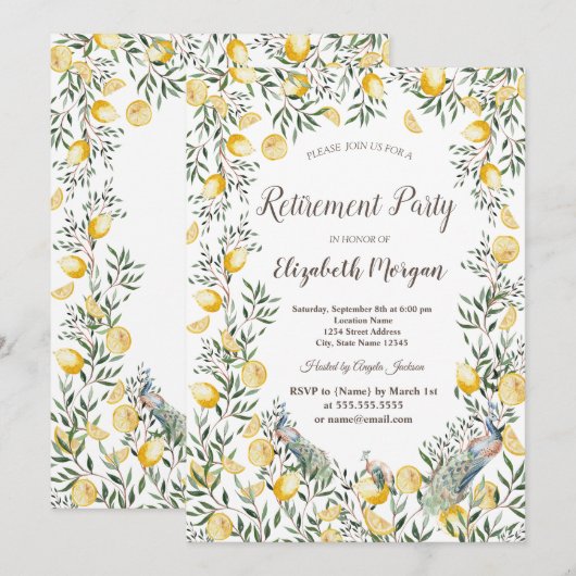 Waterverf Citroenen Pauw Kaart (Voorkant / Achterkant)