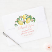 Waterverf citroenen roze baby meisje douche dank u ronde sticker (Envelop)