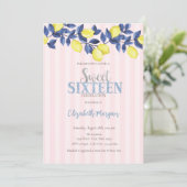 Waterverf Citroenen Roze Gestreept Zoet 16 Kaart (Staand voorkant)