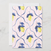 Waterverf Citroenen Roze Strepen Baby shower Kaart (Achterkant)