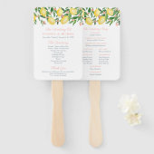 Waterverf citroenen roze tekst bruiloft programma handwaaier (Voorkant en achterkant)