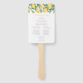 Waterverf citroenen roze tekst bruiloft programma handwaaier (Achterkant)