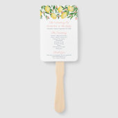Waterverf citroenen roze tekst bruiloft programma handwaaier (Voorkant)