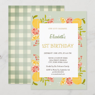 Waterverf Citroenen Sinaasappel Green Plaid Verjaa Kaart