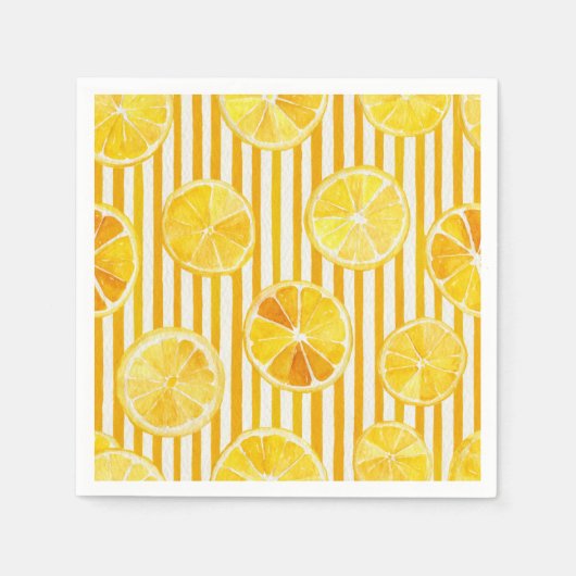 Waterverf Citroenen & Strepen Servet (Voorkant)