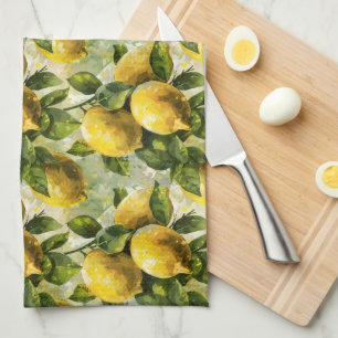 , Waterverf citroenen Theedoek