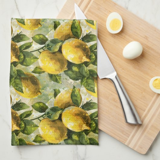 , Waterverf citroenen Theedoek (Quarter Fold)