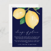 Waterverf Citroenen Trouwplannen Gewijzigd Aankondigingskaart (Voorkant / Achterkant)