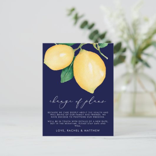 Waterverf Citroenen Trouwplannen Wijzigen Aankondigingskaart (Staand voorkant)