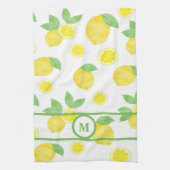 Waterverf citroenen vers geel groen gepersonalisee theedoek (Verticaal)
