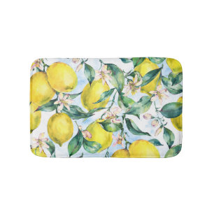 Waterverf citroenen, verse citrus tak. badmat