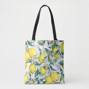 Waterverf citroenen, verse citrus tak. tote bag