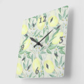 Waterverf citroenen, vierkante muurklok vierkante klok (Hoek)