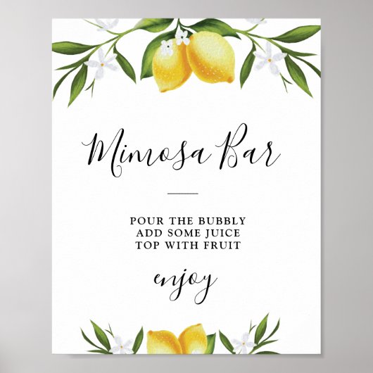 Waterverf citroenen vrijgezellenfeest mimosa staaf poster (Voorkant)