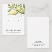 Waterverf citroenen witte oorbel display visitekaartje (Voorkant / Achterkant)