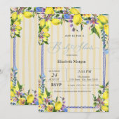 Waterverf Citroenen Yellow Stripes Baby shower Kaart (Voorkant / Achterkant)